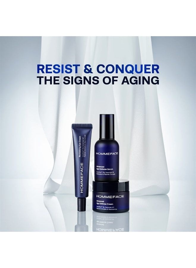 HOMMEFACE HOMMEFACE Advanced Age Defense 3-Step Anti-Aging Skincare Set for Men - Facial Serum, Eye Cream & Face Cream  - Image 2
