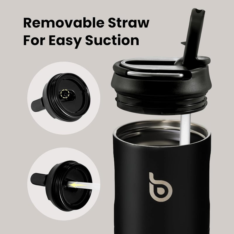 BOTTLE BOTTLE 24oz Insulated Water Bottle with Straw Lid and Handle - Black - Image 5