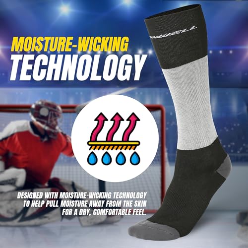 Winnwell Cut-Resistant Hockey Socks - Moisture-Wicking Gear with Double-Padded Heel & Y-Seam Toe for Ice Hockey Players (X-Large) - Image 4