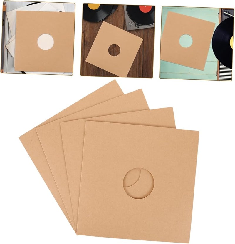 Brown Paper Record Sleeves 4Pcs Sturdy Right Angle Design for Album Storage and Protection - Image 5