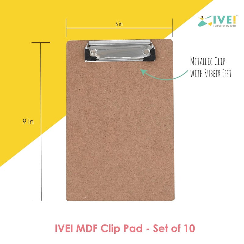 IVEI Clip Pad Writing Boards | Examination Board, Drawing Pad & Note-Taking Board | MDF A5 Plain | School, Office and Home use (Set of 10) - Image 3