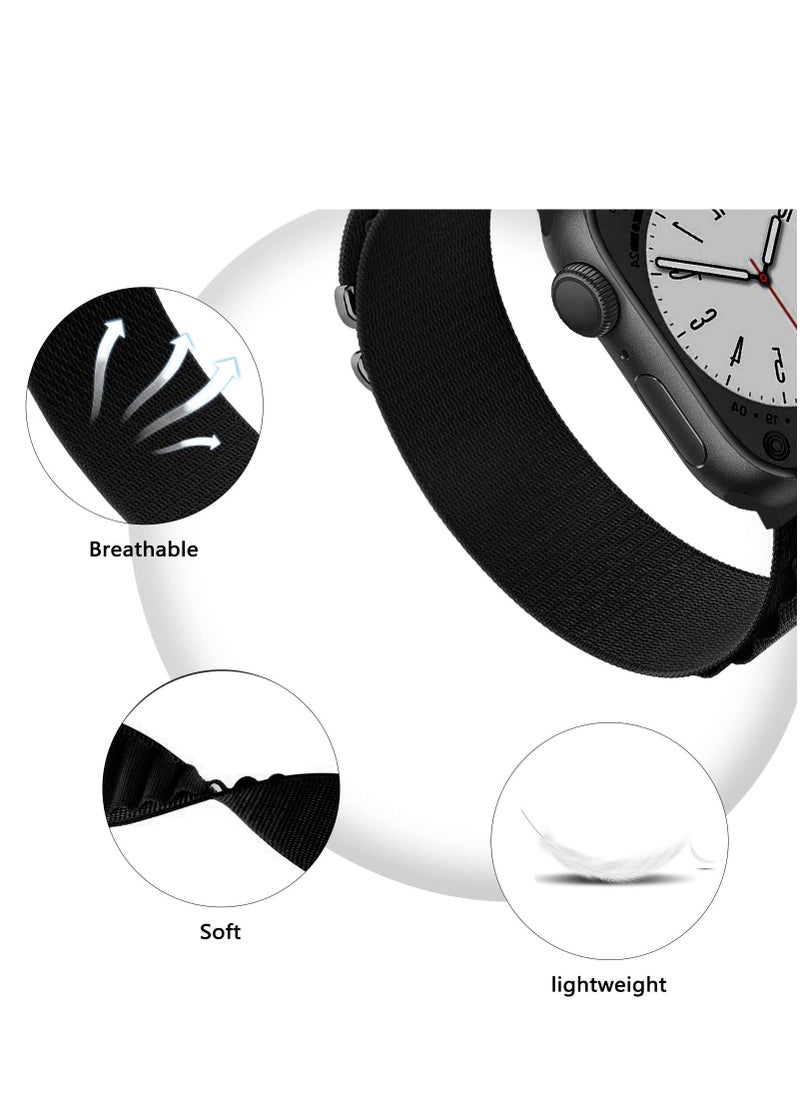 BORTONY - Apple Watch Band 42mm 44mm 45mm 49mm 4 Pack Alpine Loop Nylon Band Women Men with Adjustable Metal G-Hook Strap for iWatch Ultra Series SE 8/7/6/5/4/3/2/1 - Image 1