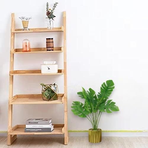 HOME ELEMENTS 1 Pc Artificial Monstera Plant with Decorative Golden Pot Fake Tropical Green 12 Leaf Realistic Faux Plants for Decoration Living Room Interior Home Office Dimensions 8x35cm - Image 4