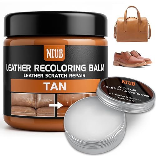 NIUB Leather Recoloring Balm Leather Color Restorer Scratch Repair Leather Paint for Furniture Couches Car Seats Shoes Bags Leather Dye and Scratched Leather with Leather Conditioner  TAN