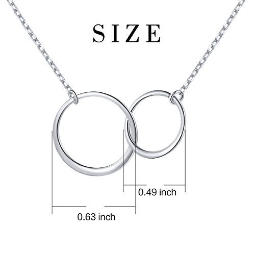 Ladytree S925 Sterling Silver Two Interlocking Infinity Circles Pendant Necklace,Rolo Chain,18+2 inches - Image 5