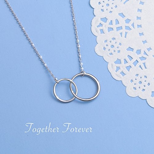 Ladytree S925 Sterling Silver Two Interlocking Infinity Circles Pendant Necklace,Rolo Chain,18+2 inches - Image 3