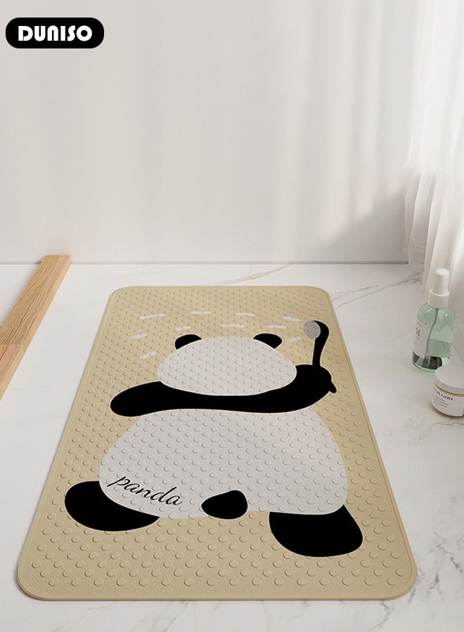 DUNISO Panda Parttern Anti Slip Bathroom Mat Shower Mat Waterproof Mat Foot Massage Mat With Drain Holes And Suction Cups 40*70cm Bath Mat For Tub, Toilet And Bathroom Floors Beige  - Image 3