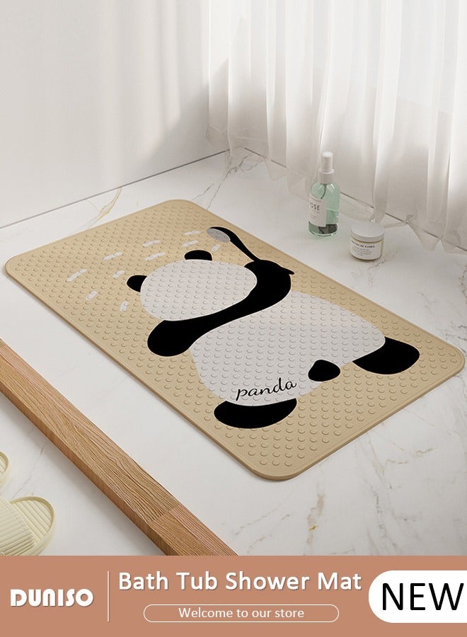 DUNISO Panda Parttern Anti Slip Bathroom Mat Shower Mat Waterproof Mat Foot Massage Mat With Drain Holes And Suction Cups 40*70cm Bath Mat For Tub, Toilet And Bathroom Floors Beige  - Image 1