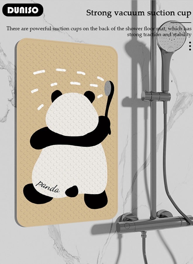 DUNISO Panda Parttern Anti Slip Bathroom Mat Shower Mat Waterproof Mat Foot Massage Mat With Drain Holes And Suction Cups 40*70cm Bath Mat For Tub, Toilet And Bathroom Floors Beige  - Image 2