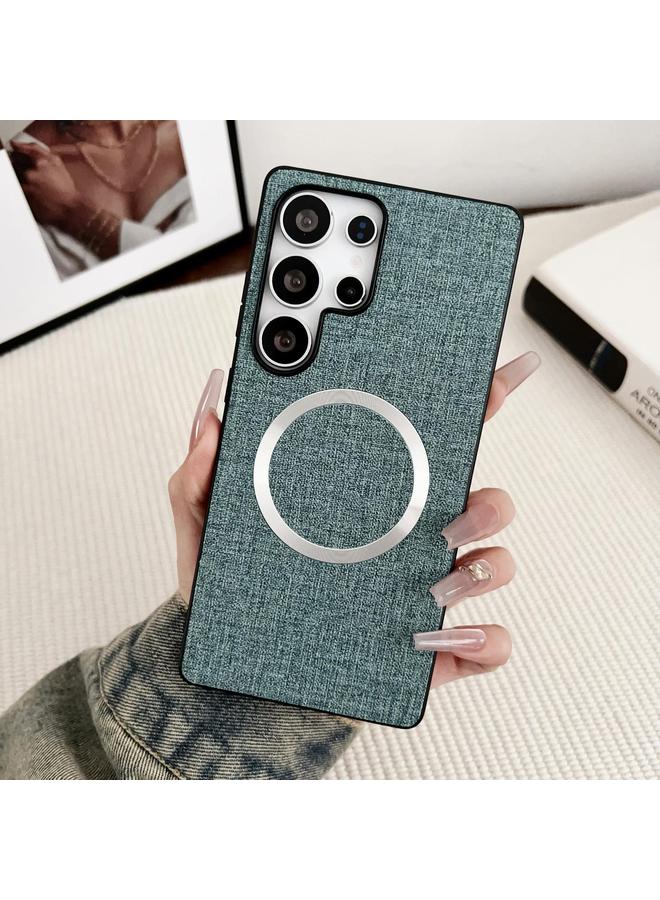 S-TOP Case For Samsung Galaxy S25 Ultra 5G Magsafe Magnetic Ring Cloth Texture Phone Case - Image 1