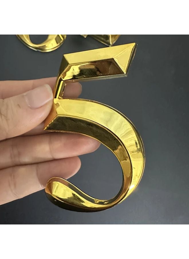 3D Golden Number Set 0 9 Model 5 Raised Tactile Address Stickers Self Adhesive Mailbox Door Plates - Image 1
