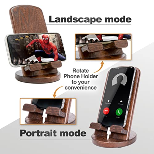 TESLYAR Wood Cell Phone Stand – Elegant Phone Holder for Nightstand & Desk | Portable Office Gift for Men, Dad & Husband | Compatible with iPhone & Android - Image 4