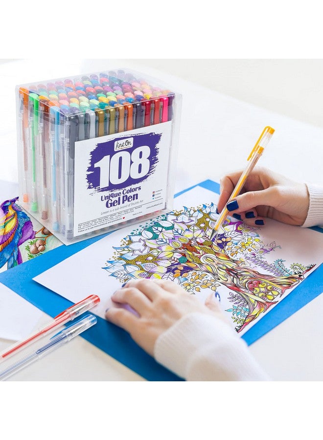 Lineon 108 Colors Gel Pens Set, Gel Pens For Adult Coloring Books Journals Drawing Doodling Art Markers - Image 5