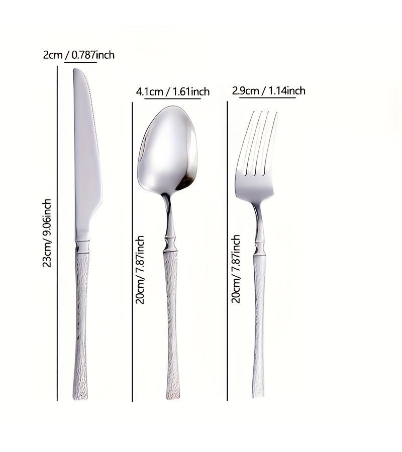 Premium 30pcs Stainless Steel Hammered Silverware Set Fork Knife Spoon Dishwasher Safe - Image 3