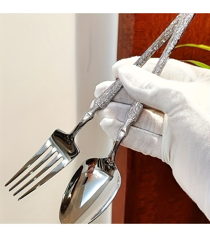 Premium 30pcs Stainless Steel Hammered Silverware Set Fork Knife Spoon Dishwasher Safe - Image 4