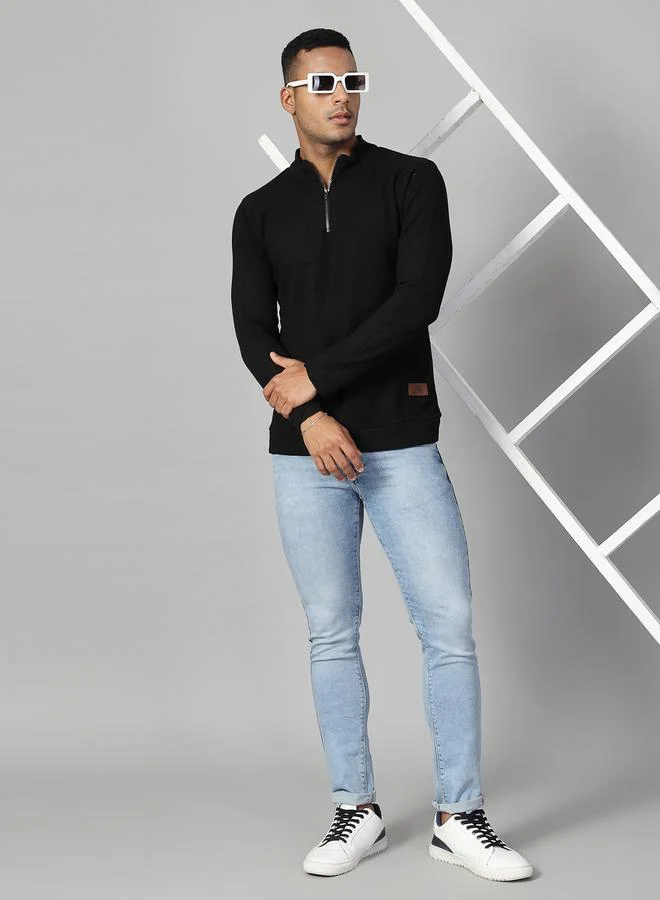 تايك تو تيشيرت محبوك بنمط وافل بياقة هينلي