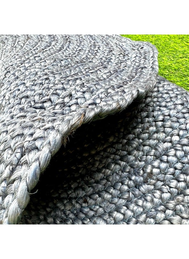 HANDPICKED FURNITURE Handpicked Furniture Jute Blue Rug, Ultra Soft Area Carpets For Bed Room, Living Room, And Dining Room, Antislip Floor Carpets, Easy To Clean, Made In India, Circular  - Image 2