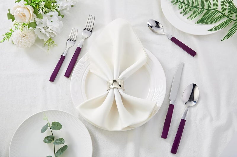 Annova ANNOVA Stainless Steel FlatwareCutlery Set  Color Handles  Dinner Forks Salad Forks Table Knives Tablespoons Teaspoons  Purple 20 Pieces - Image 2