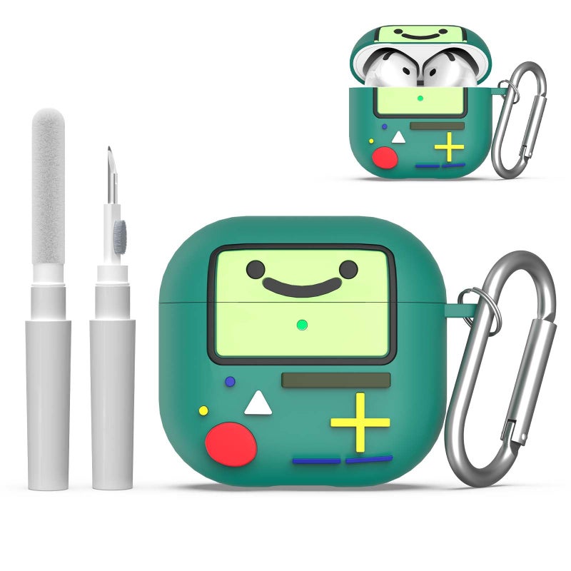 BIQIRE Cute Cover for AirPods 4 Case (2024), Cartoon Cute AirPods 4 Case Game Console Design Silicone Shock-Proof Protection Cool Case for AirPods 4th Generation Case Funny with Keychain/Cleaner Kit (Green) - Image 1
