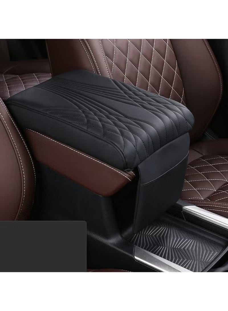 3XR Car Arm Rest Pad Cover Handrail Pad, Car Center Console Armrest Cushion With Mobile Pocket For LAND CRUISER, PATROL and GMC 5412 black - Image 1