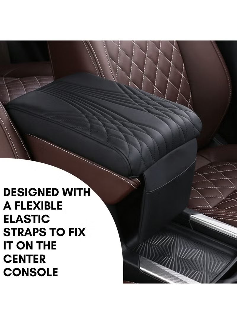 3XR Car Arm Rest Pad Cover Handrail Pad, Car Center Console Armrest Cushion With Mobile Pocket For LAND CRUISER, PATROL and GMC 5412 black - Image 2