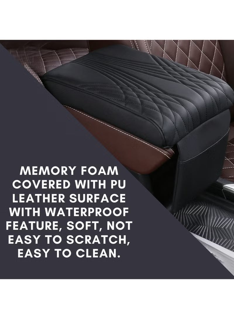 3XR Car Arm Rest Pad Cover Handrail Pad, Car Center Console Armrest Cushion With Mobile Pocket For LAND CRUISER, PATROL and GMC 5412 black - Image 4