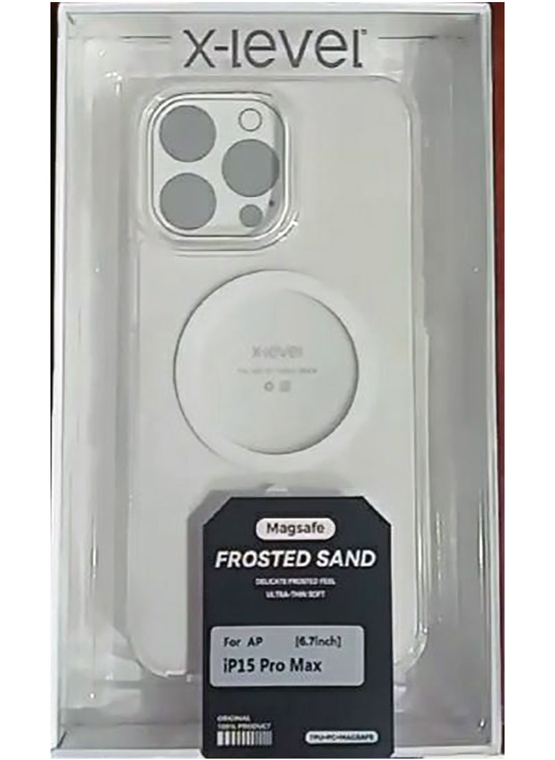 X-level X-level Design for iPhone 15 Pro Max FROSTED SAND [Compatible with MagSafe] Bumper Case PC Back With TPU Phone Cover  - Clear  - Image 3