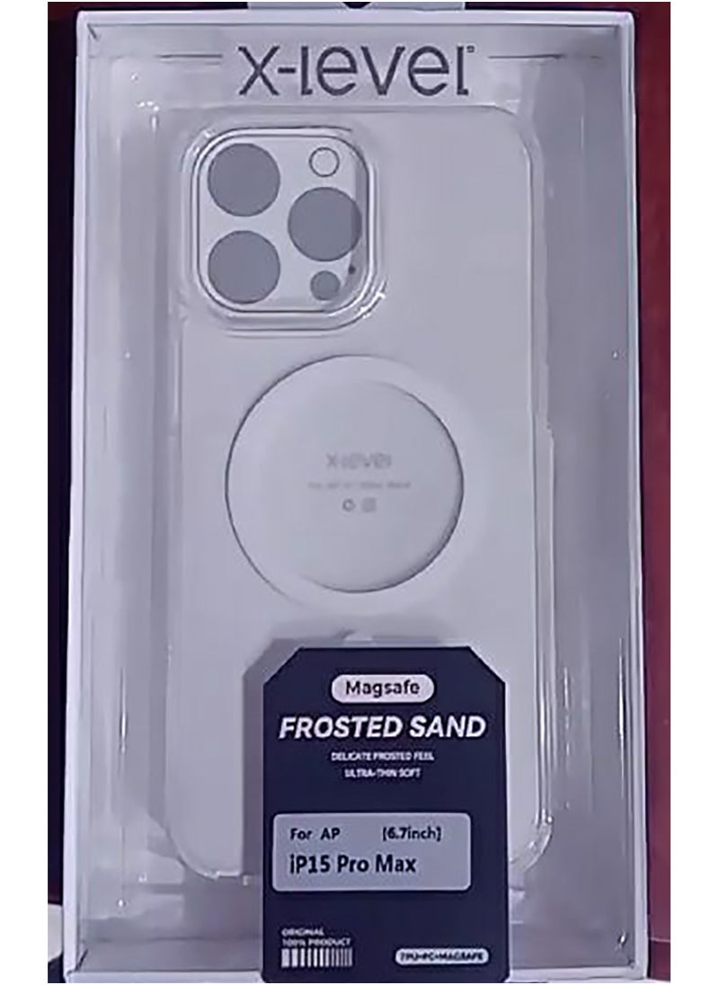 X-level X-level Design for iPhone 15 Pro Max FROSTED SAND [Compatible with MagSafe] Bumper Case PC Back With TPU Phone Cover  - Clear  - Image 2
