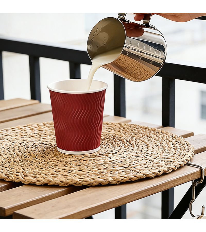 Disposable Corrugated Paper Cups Red 7pcs Heat Insulation Leak Resistant Portable - Image 4