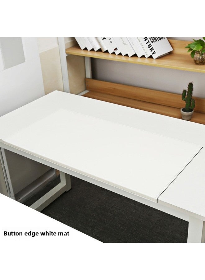 Hanging Side Table Mat Elbow Buckle Side Computer Office Simple Writing Table Mat Leather Protection Countertop Mouse Pad-Color:900x400mm-3.5mm-Pattern:Button Edge White Mat  - Image 1