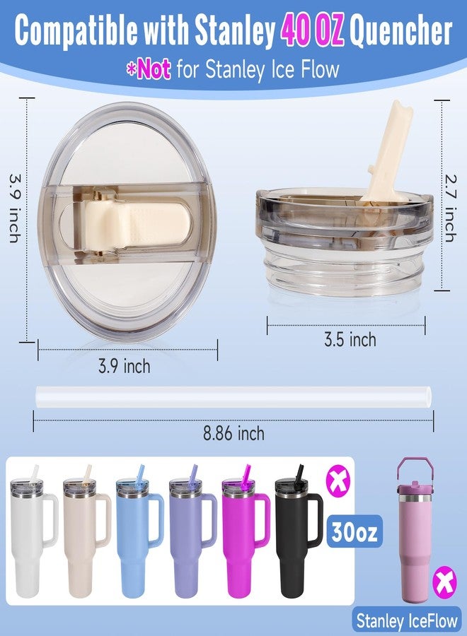 ANTAND 40oz Flip Straw Leak Proof Lid for Stanley Cup Accessories, 2 Pack No Spill Lid Replacement 40 oz Tumbler Detachable Cover Topper for Stanley Protour Lids(Quartz,Quartz) - Image 3