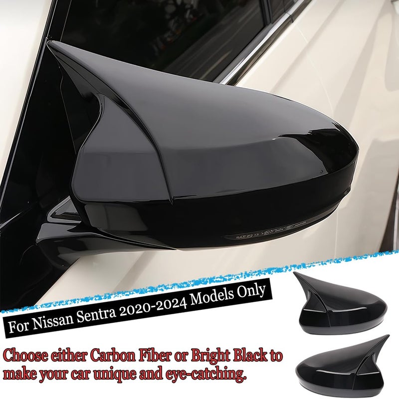 MUXEE 2PCS New Sports Rear Mirror Cover Caps for Nissan sentra 2020-2025/Altima Sedan 2019-2025 ABS Side Door Wing Mirror Cap Covers Exterior car Accessories -Bright Black - Image 4