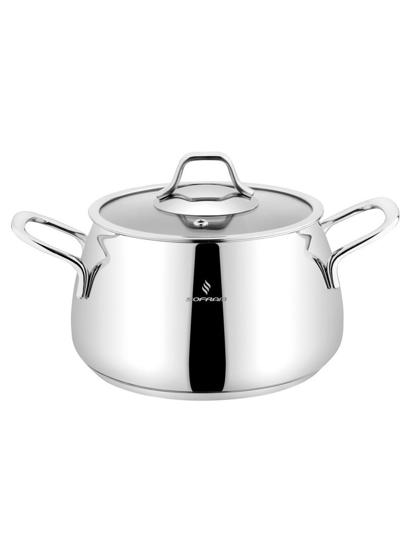 سوفرام قدر طبخ سوفرام استيل تركي غطاء زجاج مقاس 20 سم - Image 2