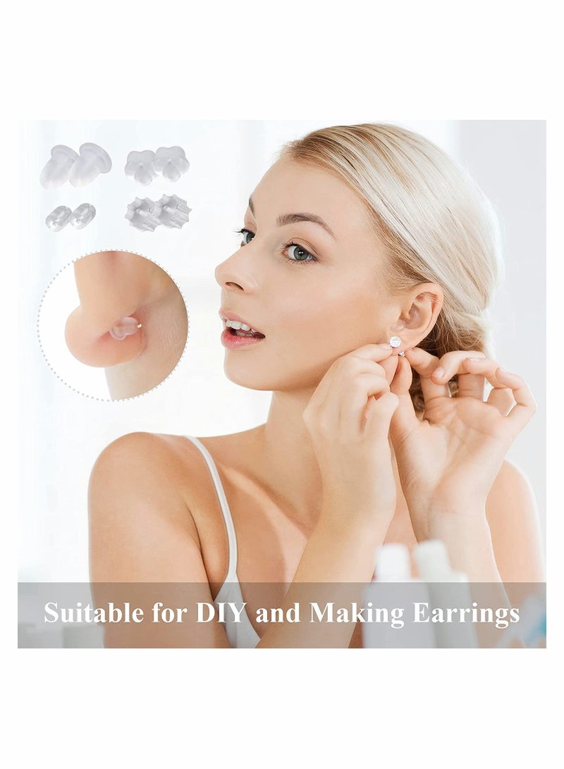 Barakah Silicone Clear Earring Backs, Soft Safety Rubber Earring Backs Stoppers 4 Styles, Each Style Sold by 200 Pcs - Image 3