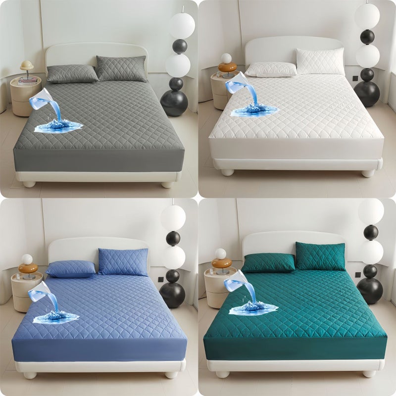 Fittedsheets Waterproof Quilted Bed Hat Bedspread El Protective Cover Sanding Dust Cover Urine Proof - Image 2