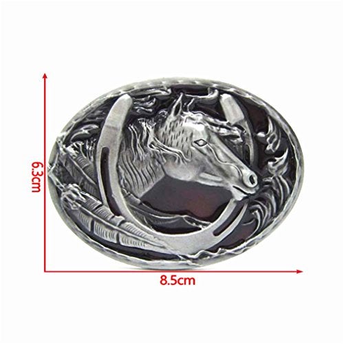 MASOP Equestrian Horseshoe Horse Head Embossed Mens Belt Buckle Oval - Image 3