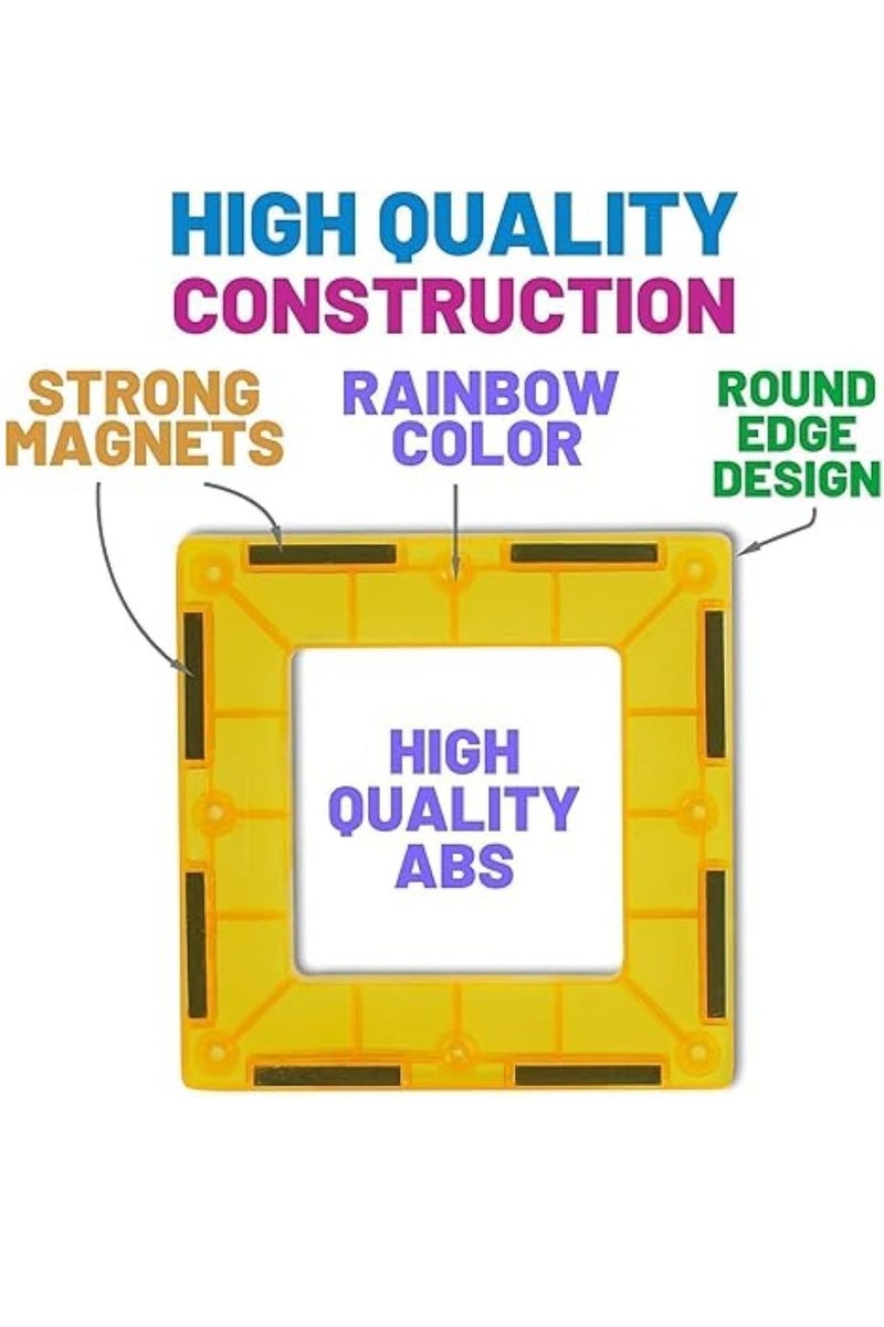 Magnetic Tiles,100 PCS Building Blocks Magnet Toys for Kids,3D Magnet Puzzles Stacking Blocks,Kids Construction Toys for Educational Creativity Toys,Boys Girls Ages 3+,with 2 Cars - Image 5