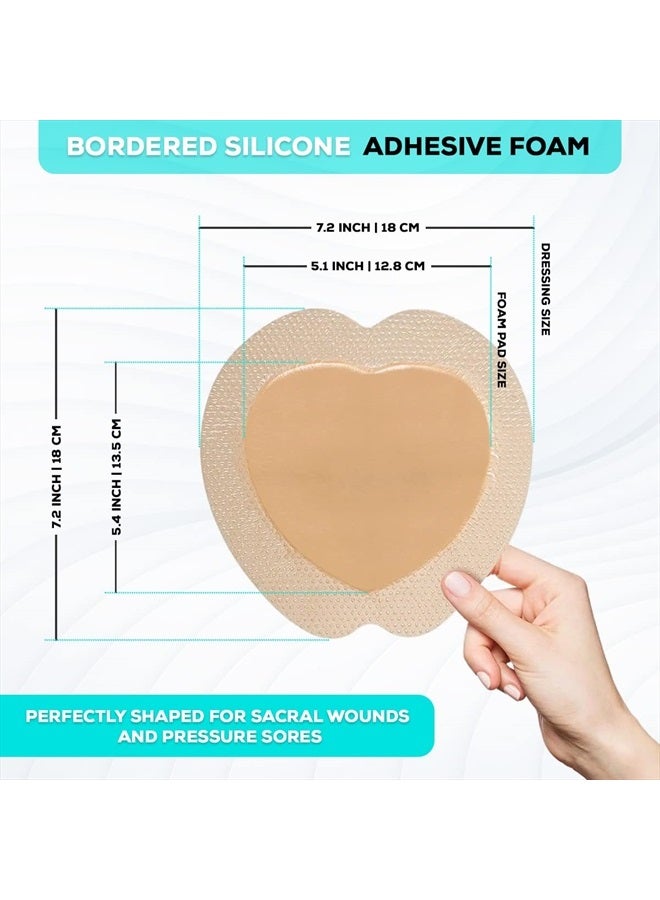 MedVance TM Silicone - Sacral Bordered Silicone Adhesive Foam Wound Dressing, Bed Sore Treatment Bandage for Sacrum, Size 7"x 7", Box of 10 dressings - Image 3
