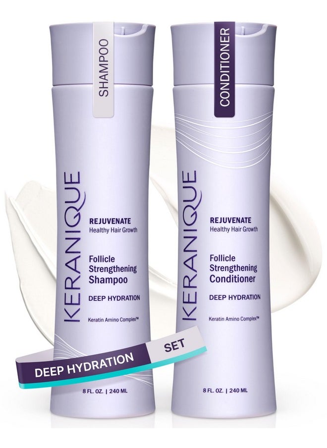 Keranique Keranique Hydrating Shampoo and Conditioner Set - Deep Hydration Hair Shampoo and Conditioner for Repairing Natural Moisture with Keratin - Sulfate-Free Intense Hydrator for Dry, Thin, Damaged Hair  - Image 1
