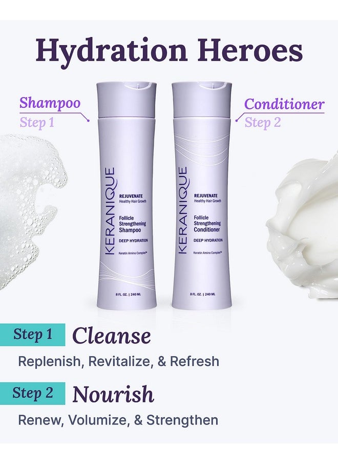Keranique Keranique Hydrating Shampoo and Conditioner Set - Deep Hydration Hair Shampoo and Conditioner for Repairing Natural Moisture with Keratin - Sulfate-Free Intense Hydrator for Dry, Thin, Damaged Hair  - Image 4
