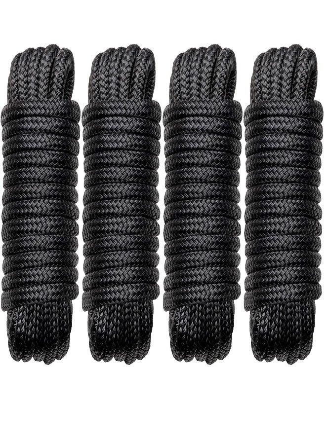 HOKINETY Boat Dock Lines Marine Rope - 1/2" x 15ft with Pre-Spliced 12" Loop Double Braided Nylon Ropes Bumper Tie Mooring Line for Boats Docking Pontoon Boating Accessories - 4 Pack - Image 1