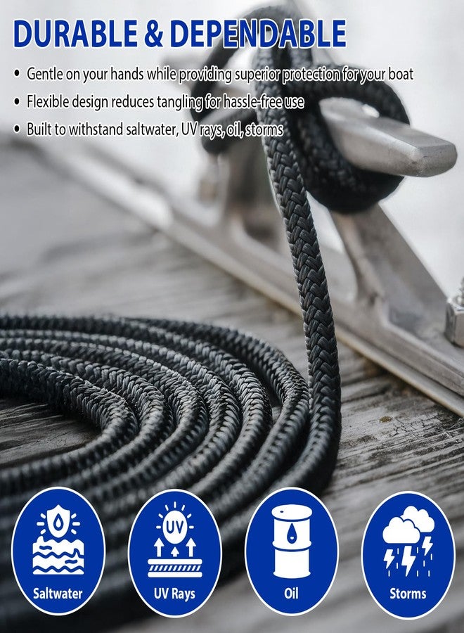 HOKINETY Boat Dock Lines Marine Rope - 1/2" x 15ft with Pre-Spliced 12" Loop Double Braided Nylon Ropes Bumper Tie Mooring Line for Boats Docking Pontoon Boating Accessories - 4 Pack - Image 5