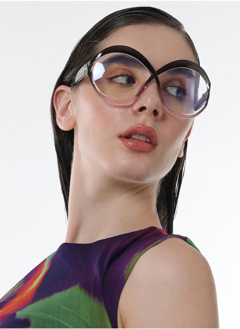 Haute Sauce Haute Sauce Women's The Ombre Twist Oversized Sunglasses For Casual Wear | One-Size | Midnight Black Polycarbonate Frame | Transparent Polarized Lens | Full Rim | Eyewear For Woman & Girls  - Image 3