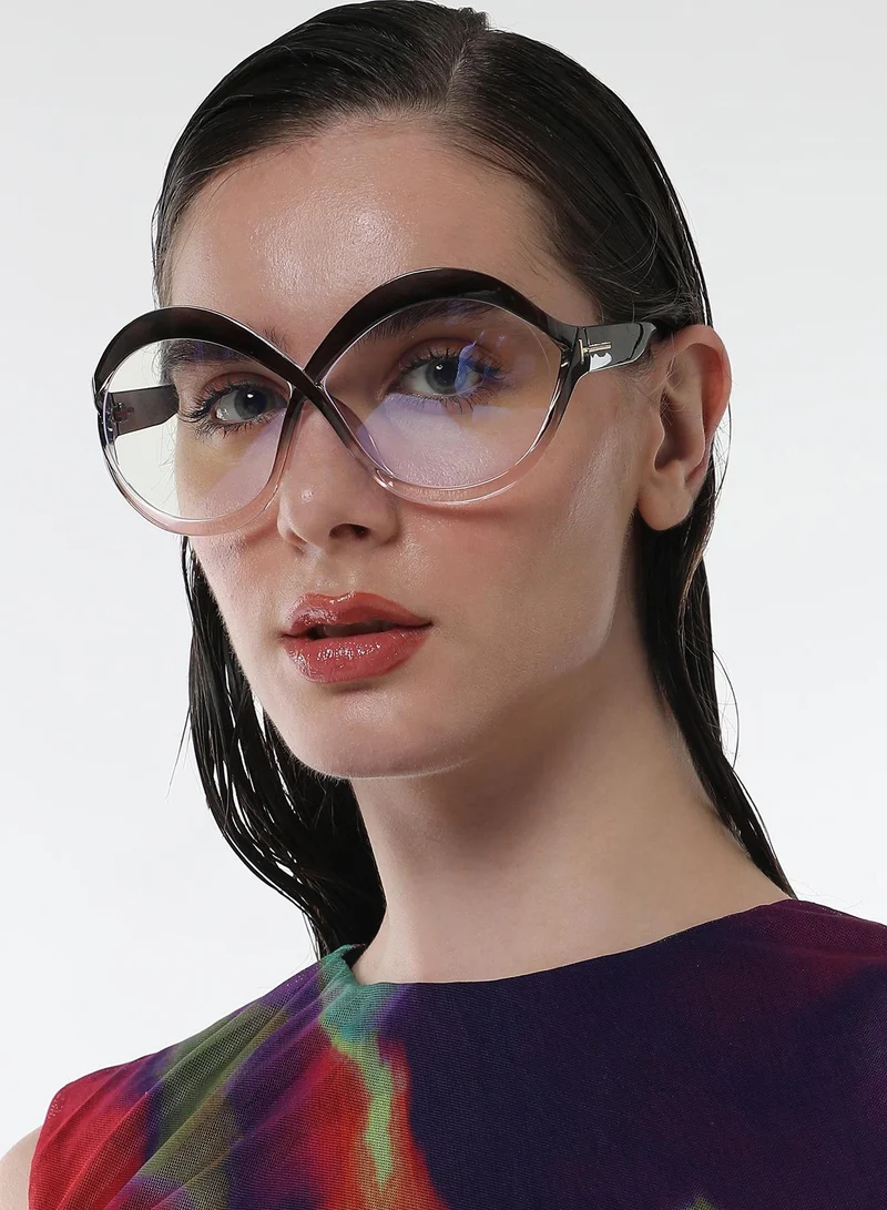 Haute Sauce Haute Sauce Women's The Ombre Twist Oversized Sunglasses For Casual Wear | One-Size | Midnight Black Polycarbonate Frame | Transparent Polarized Lens | Full Rim | Eyewear For Woman & Girls