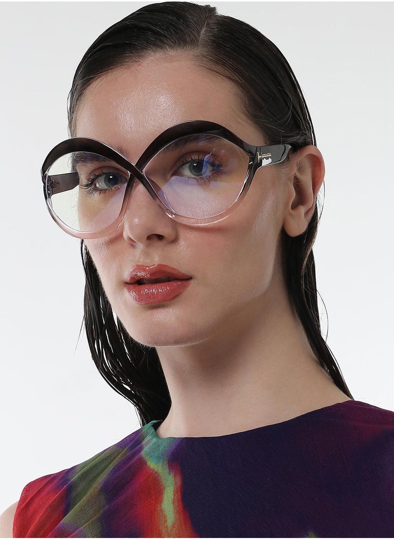 Haute Sauce Haute Sauce Women's The Ombre Twist Oversized Sunglasses For Casual Wear | One-Size | Midnight Black Polycarbonate Frame | Transparent Polarized Lens | Full Rim | Eyewear For Woman & Girls  - Image 2