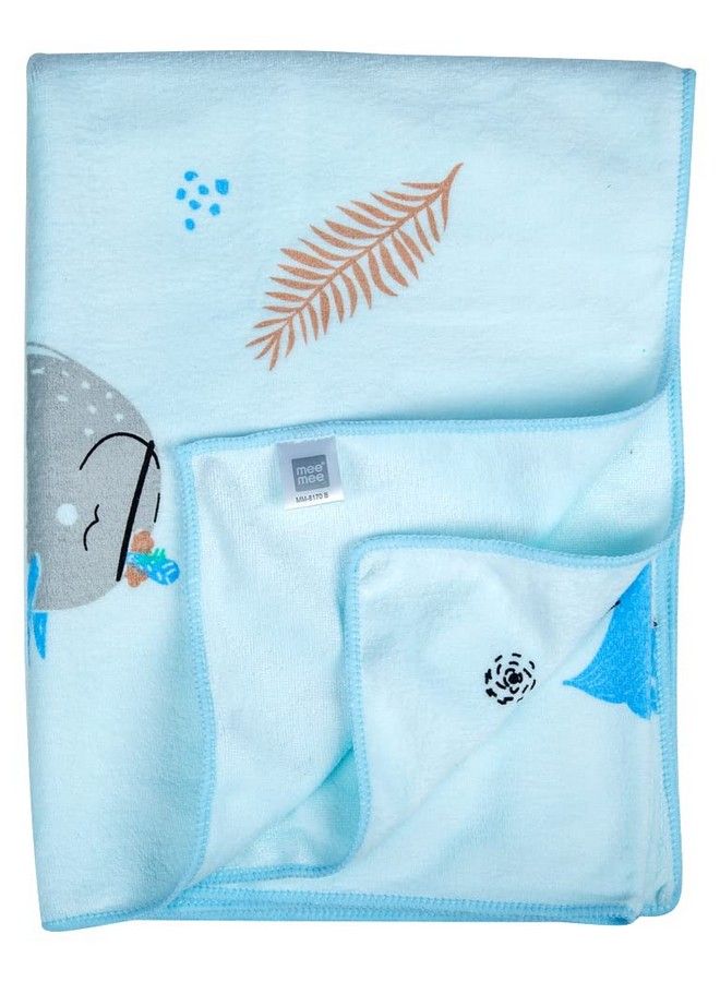 mee mee Micro Fibre Cotton Cloth Premium Baby Washcloth For New Born Reusable Quick Absorbent Extra Soft Face Towels For Kids Baby Toddlers Infants New Born Babies Without Hood Pack Of 1(Blue) - Image 2