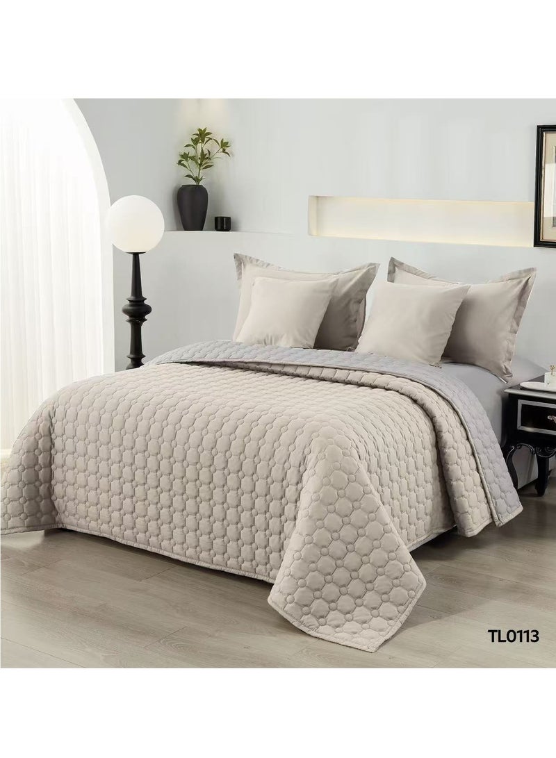 ShinyFlower Cotton Comforter Set for Double Bed 6-Piece Compressed Quilt Soft Microfiber Fabric 240 x 220 cm - Image 1