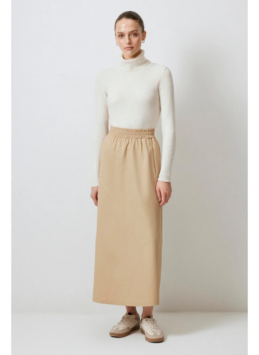 تاتشي Elastic Waist Gabardine Skirt