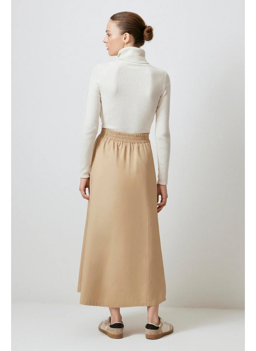 تاتشي Elastic Waist Gabardine Skirt