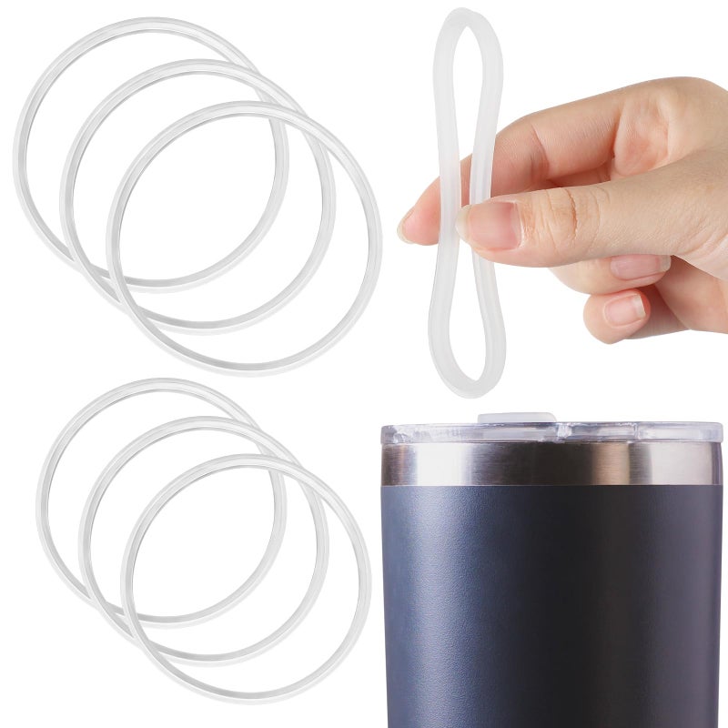 Patelai 6 Pack 30 oz and 20 oz Rubber Seal Replacement Gasket for Lid Leakproof O Ring Replacement for 10 12 14 16 20 or 30 oz for Insulated Stainless Steel Tumbler White
